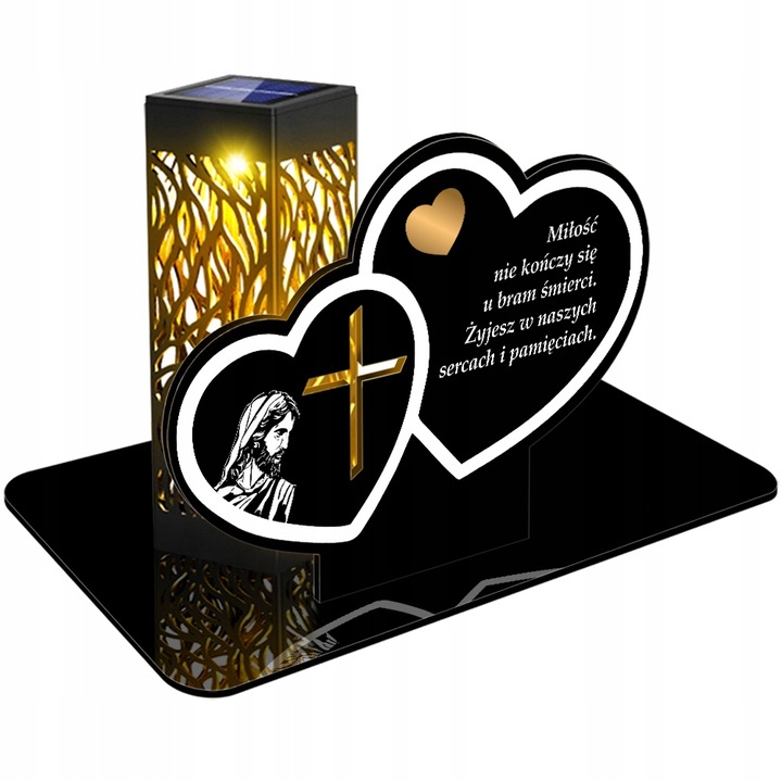 ZNICZ SOLARNY LED WIECZNY DLA DZIADKÓW NA CMENTARZ GRÓB lampka Serce 3D