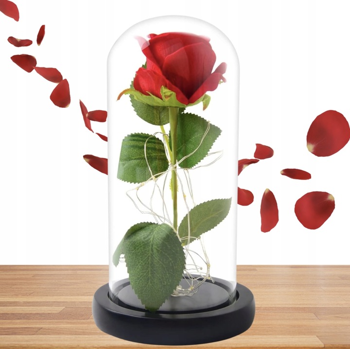 WIECZNA RÓŻA W SZKLE LED PREZENT NA DZIEŃ BABCI KOBIET WALENTYNKI GRAWER
