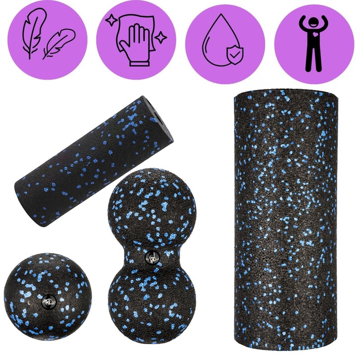 ZESTAW ROLLERÓW DO MASAŻU 4W1 ROLLER+MINI WAŁEK+DUOBALL+PIŁKA PREZENT