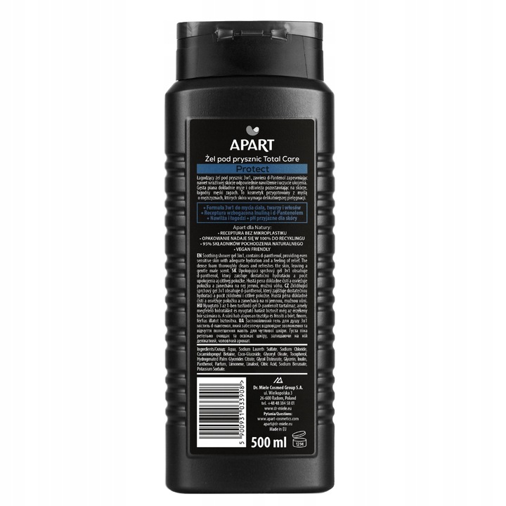 APART Żel pod Prysznic Męski 3w1, 4w1 Ciało, Twarz, Włosy, Broda 5 x 500ml