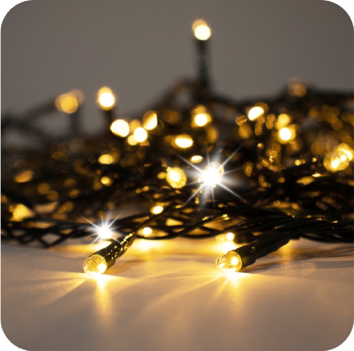 LAMPKI CHOINKOWE 300 LED ZEW/WEW 18M CIEPŁY BIAŁY EFEKT FLASH