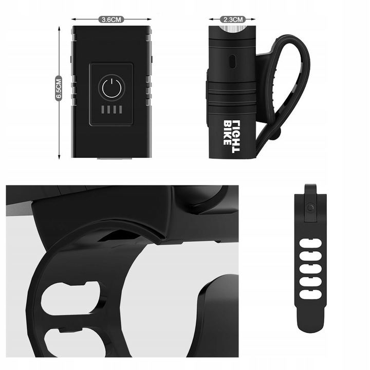 MOCNA LED LAMPKA ROWEROWA ACU USB PRZÓD + TYŁ