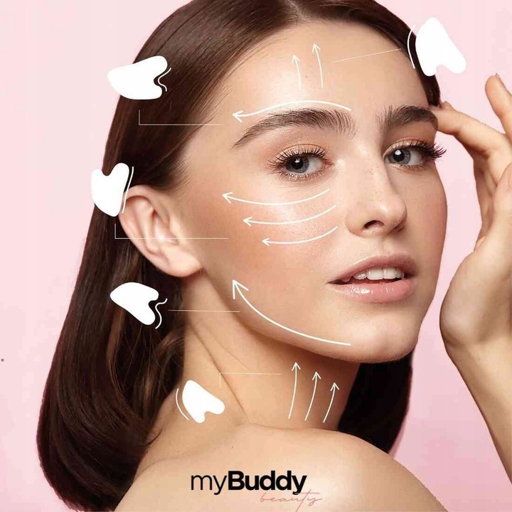 myBuddy Kamień Gua Sha do Masażu Twarzy Różowy Kwarc