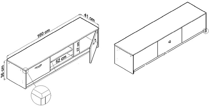 Szafka RTV 2DC 160cm GRAFIT-WOTAN duży stolik pod telewizor komoda