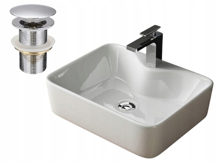 Korek Umywalkowy BEZ Przelewu Automatyczny "Klik Klak" Srebrny chrom połysk