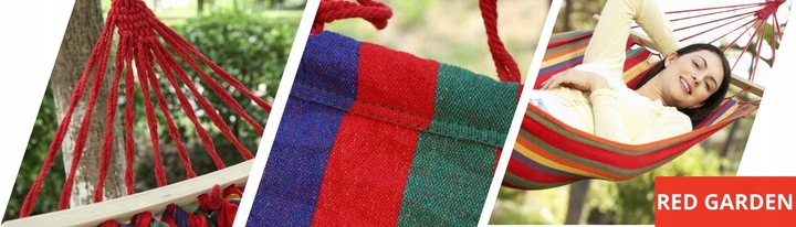 HAMAK OGRODOWY ze stelażem dwuosobowy brazylijski DUŻY RED GARDEN ZESTAW