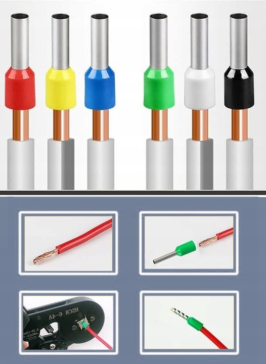 ZACISKARKA PRASKA DO KONEKTORÓW KABLI PRZEWODÓW 1800 SZT TULEJEK