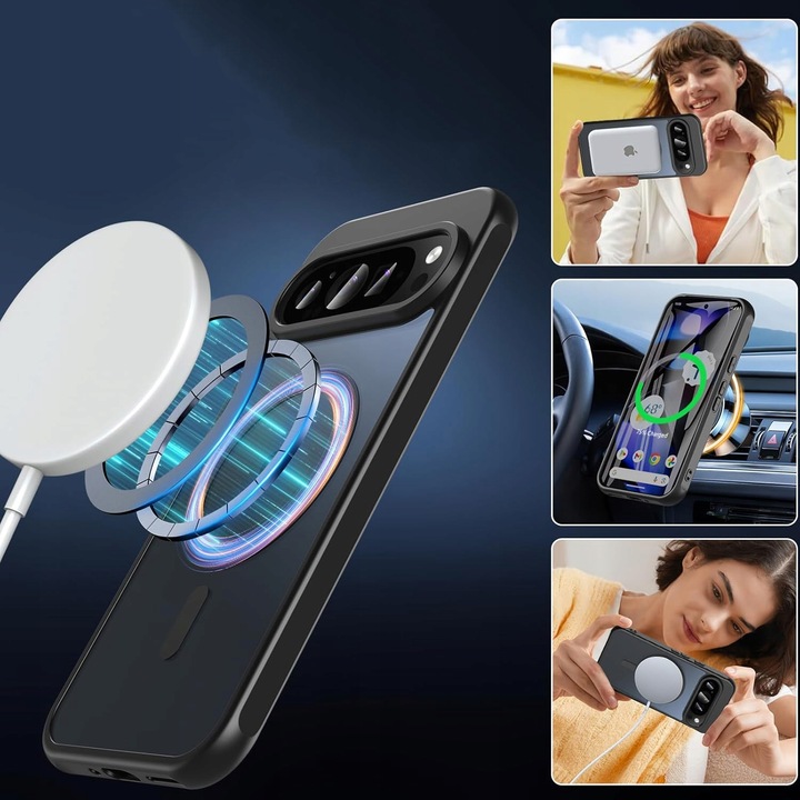 Etui plecki do Google PIXEL 9 / 9 PRO + SZKŁO do MagSafe CZARNY MATT CASE