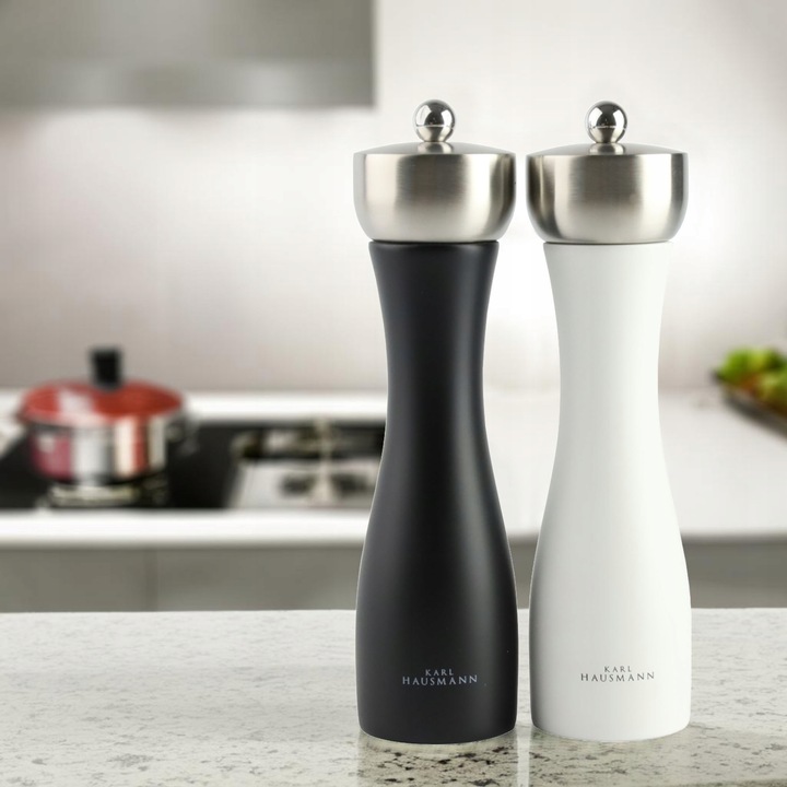 ZESTAW RĘCZNYCH MŁYNKÓW DO MIELENIA SOLI PIEPRZU PRZYPRAW BIAŁY I CZARNY