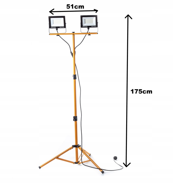 Halogen LED Statyw Budowlany Naświetlacz 2X 60W Zestaw Stojak RIWALL