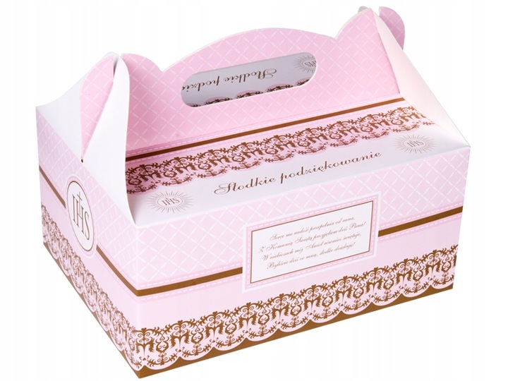 Pudełko Komunijne na Ciasto Pojemnik Na Tort Róż