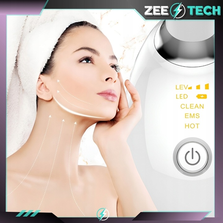 MASAŻER LIFTINGUJĄCY DO TWARZY SZYI SONICZNY DO UJĘDRNIANIA WIBRACYJNY EMS