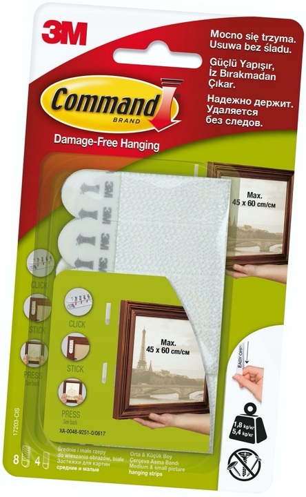 Command zestaw 24 sztuk (12 par) rzepy samoprzylepne do wieszania
