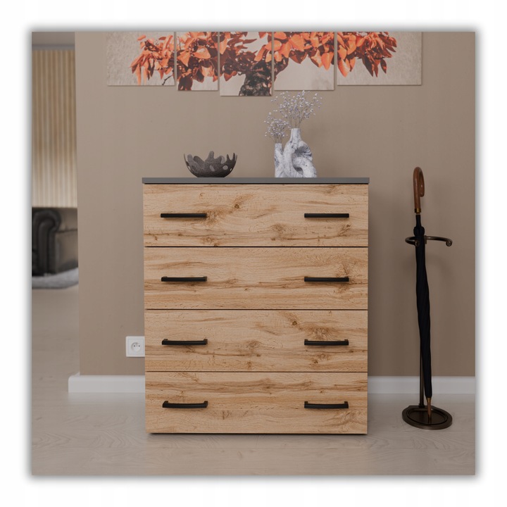 SZAFKA NA BUTY REGAŁ SZARY DĄB WOTAN 71CM 4 PÓŁKI STOJAK BEZ SIEDZISKA