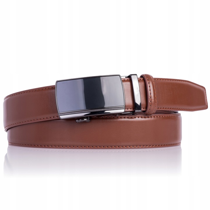 Pasek SKÓRZANY Męski Automat JASNY BRĄZOWY spodni