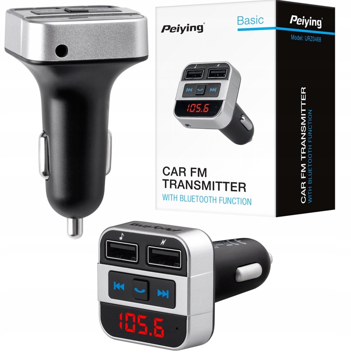 Transmiter FM Peiying BT 2xUSB ładowarka Bluetooth 12 - 24 V AUX