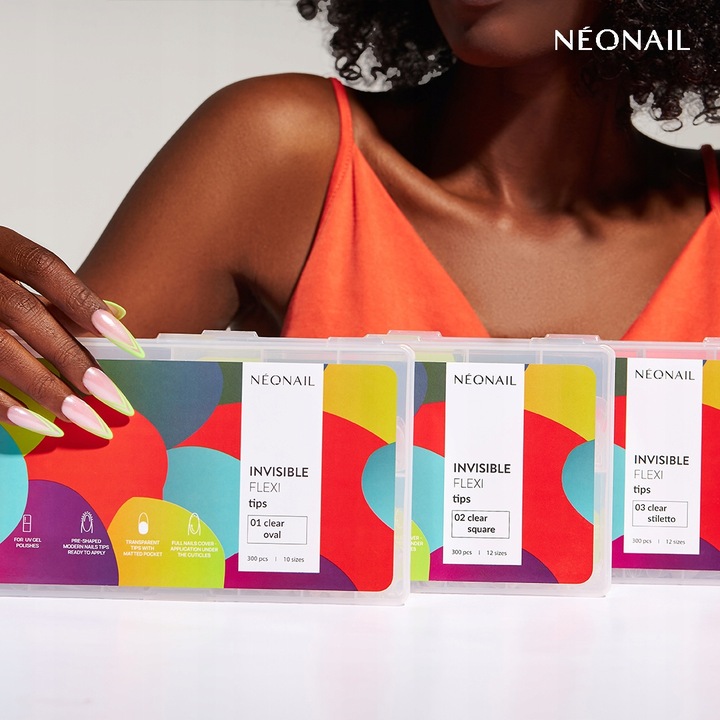 NEONAIL Tipsy elastyczne INVISIBLE FLEXI TIPS - 02 Clear Square 300