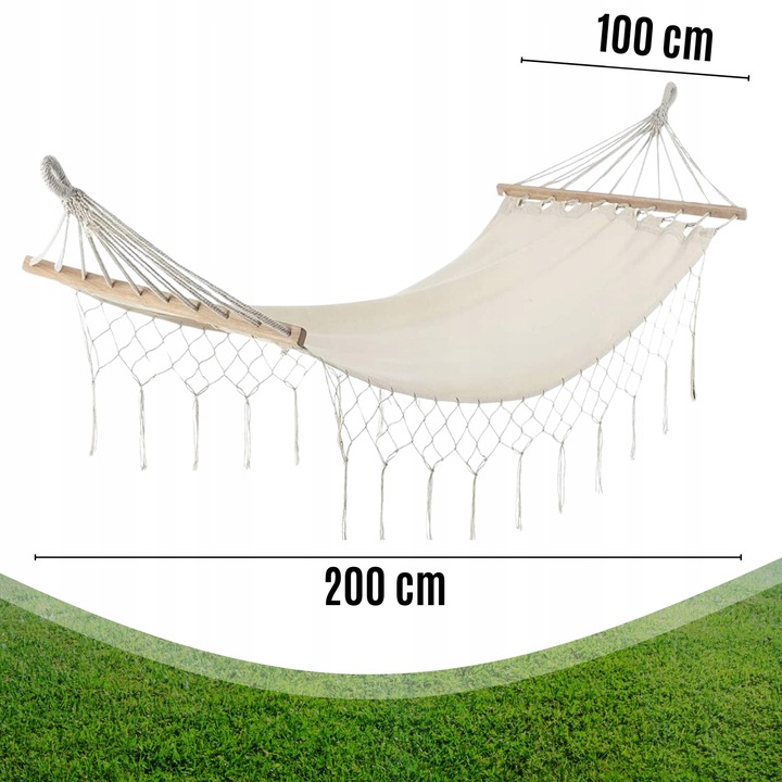 Wygodny HAMAK OGRODOWY BOHO makrama HUŚTAWKA ogrodowa LEŻAK WISZĄCY mocny