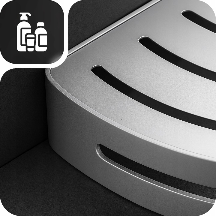 PÓŁKA WISZĄCA ŁAZIENKOWA NAROŻNA PÓŁKA POD PRYSZNIC ZESTAW HACZYKI LOFT