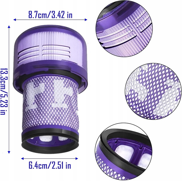 ZMYWALNY filtr do Dyson V12 Detect Slim Absolute Zestaw 2 szt. HEPA