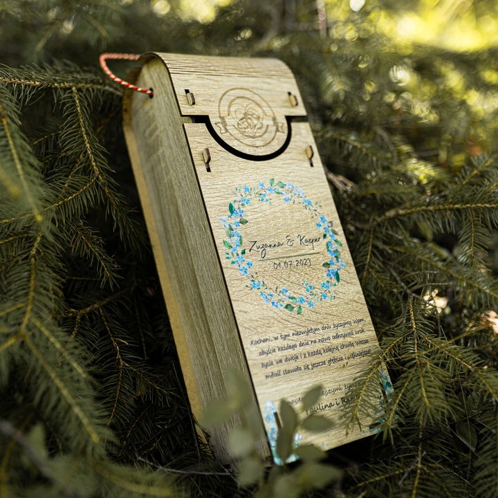Pudełko na Wino z Nadrukiem Prezent Ślub Wesele