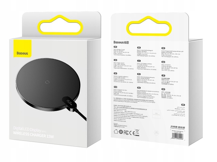 BASEUS SZYBKA ŁADOWARKA DO TELEFONU INDUKCYJNA BEZPRZEWODOWA QI 15W LED