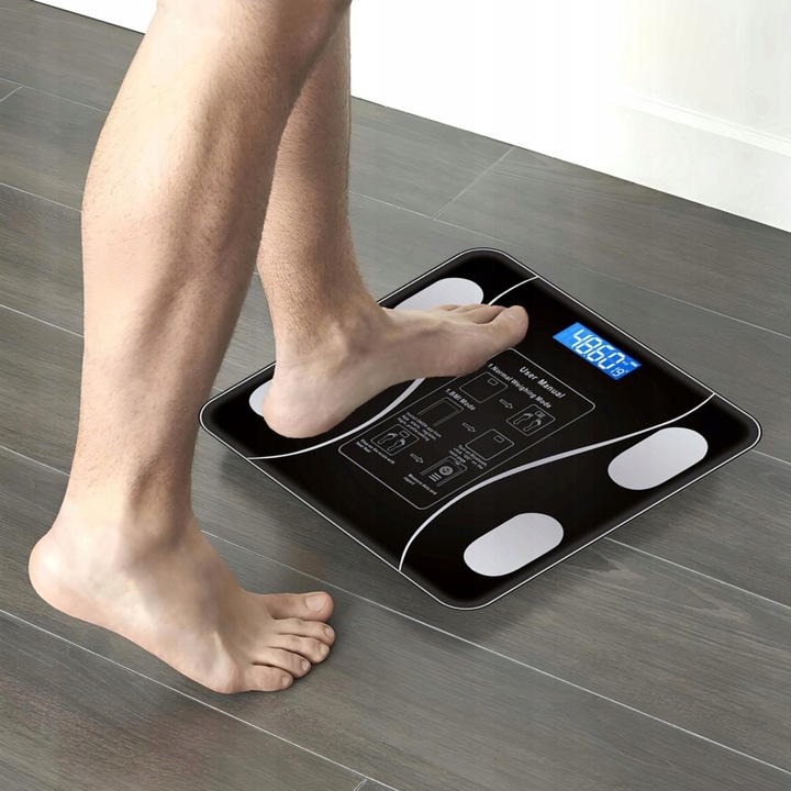 WAGA ŁAZIENKOWA BLUETOOTH SMART 25w1 180Kg ANALITYCZNA INTELIGENTNA + METR