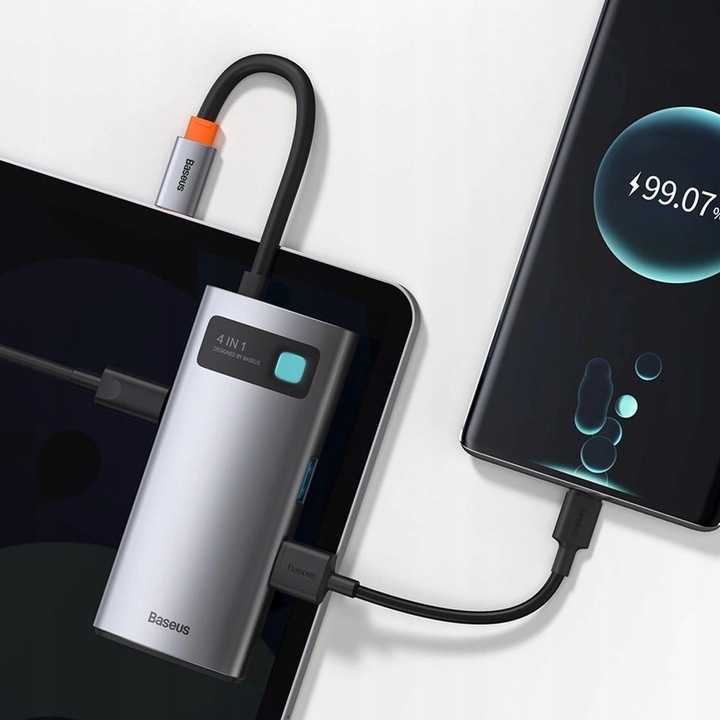 Baseus Metal Gleam 4w1 wielofunkcyjny HUB USB Typ C - USB Typ C Power Deliv