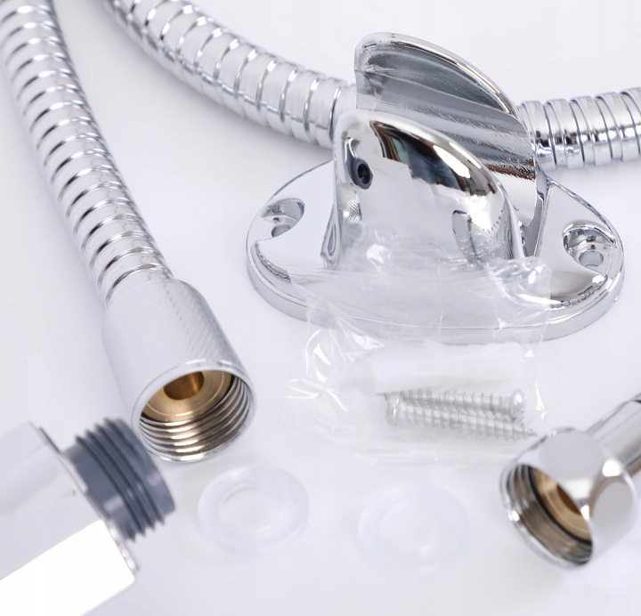 Słuchawka prysznicowa z wężem chrom do wanny z uchwytem ściennym YOKA
