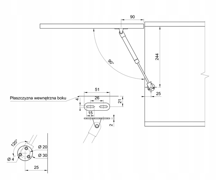 4 x ZESTAW - REJS SIŁOWNIK MEBLOWY PODNOŚNIK GAZOWY DO MEBLI 80N +