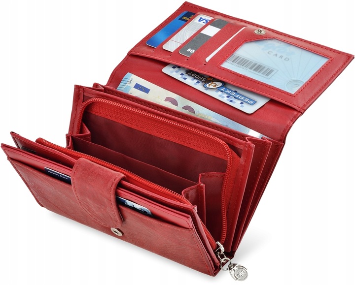 PORTFEL Damski PORTMONETKA Z SUWAKIEM SKÓRZANA Klasyczna NA ZAMEK KOLORY