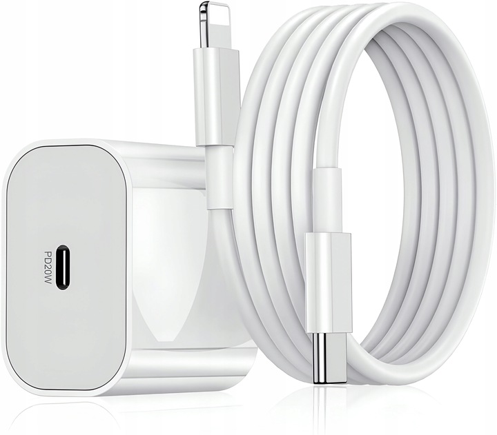 SZYBKA ŁADOWARKA DO IPHONE KOSTKA 20W + KABEL 1M / USB-C - IPHONE LIGHTING