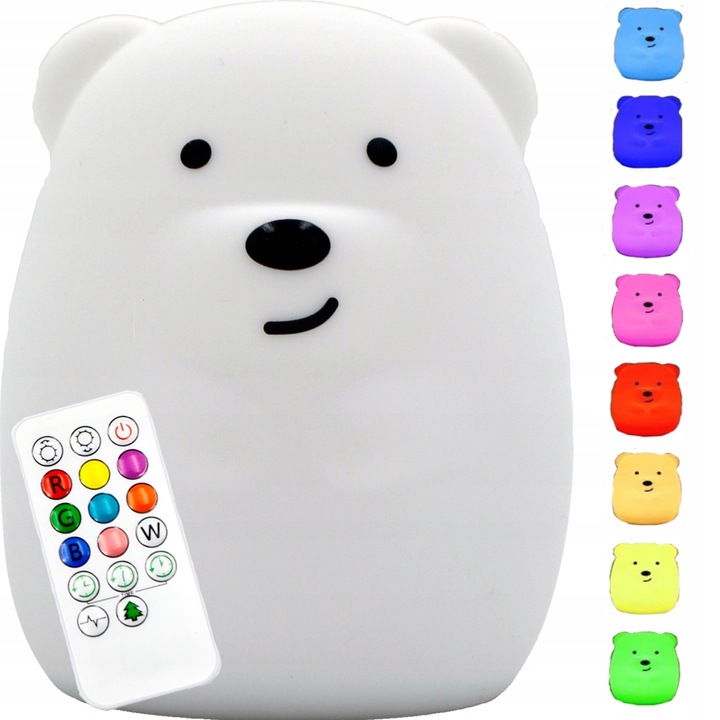 LAMPKA NOCNA MIŚ DLA DZIECI KOLOROWA SILIKON RGB M