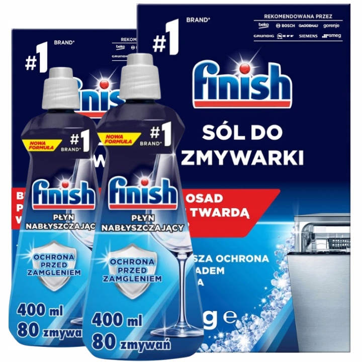 Finish Zestaw Nabłyszczacz Do Zmywarki 800ml Regular + Sól 3kg