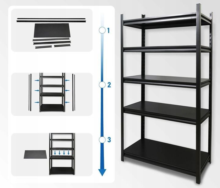 REGAŁ METALOWY MAGAZYNOWY 200x300x40 5 półek do garażu piwnicy biura