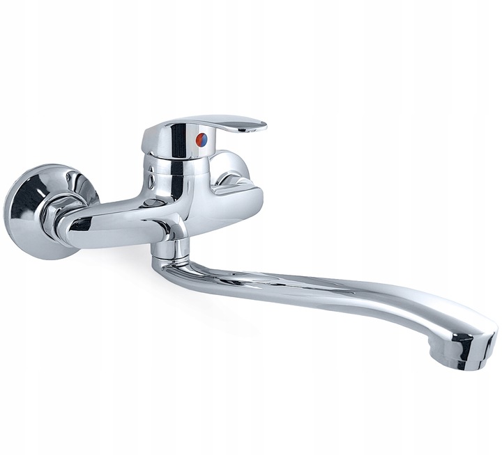 BATERIA ŁAZIENKOWA UMYWALKOWA KUCHENNA KRAN CHROM DŁUGA RUCHOMA WYLEWKA