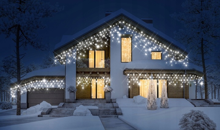 SOPLE 500 LED KURTYNA LAMPKI ZEWNĘTRZNE IP44 BIAŁY ZIMNY + ZIMNY FLASH