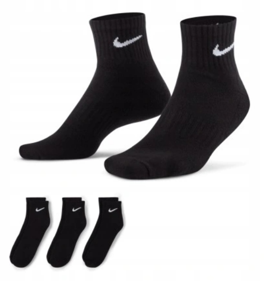 SKARPETY NIKE EVER DAY UNISEX ROZMIAR 34-38 CZARNE PÓŁWYSOKIE 3 PARY