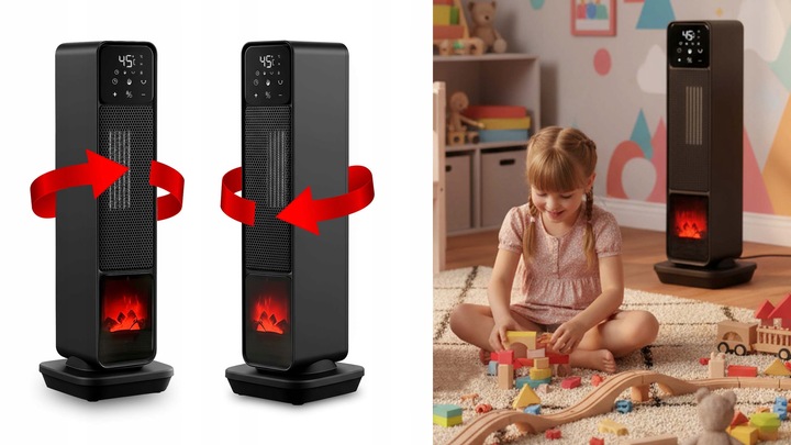 Termowentylator farelka nagrzewnica elektryczna kolumnowy kominek +