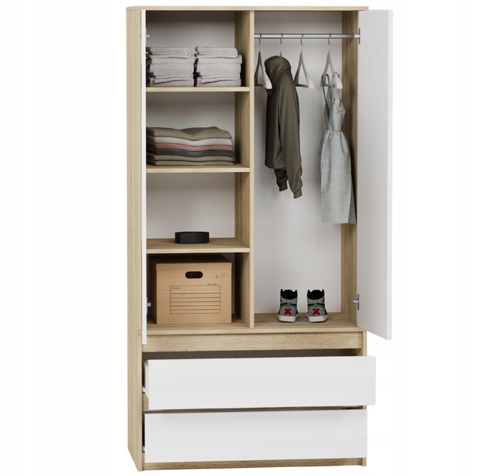 Szafa garderoba 90cm 2drzwi 2szuflad antracyt mix artisan B-9TIP