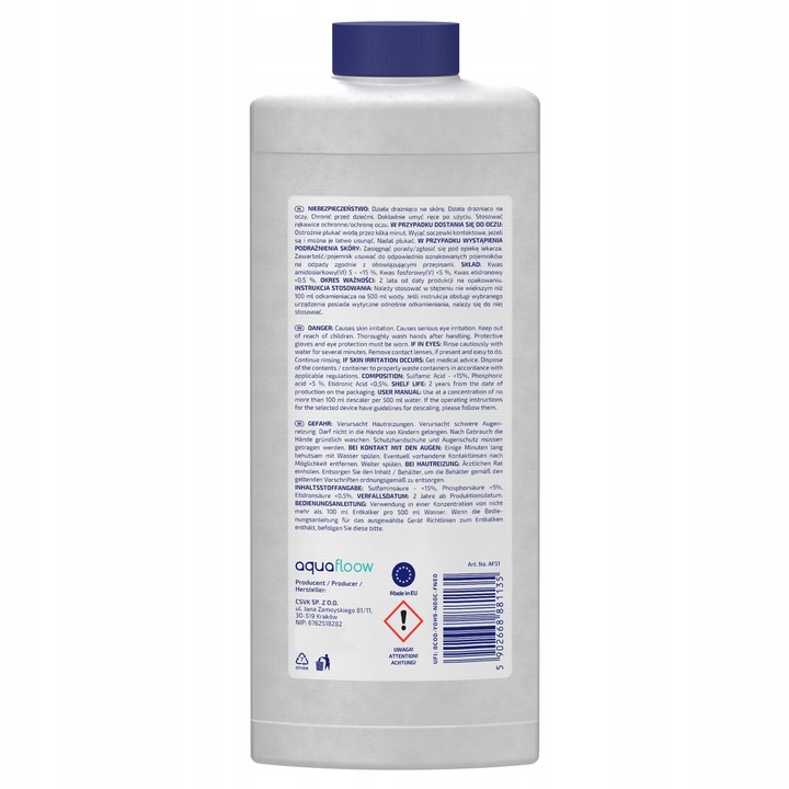 Odkamieniacz uniwwersalny Descaler do ekspresu do kawy czajnika żelazka 1L