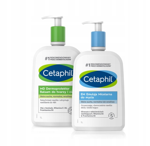 Zestaw Cetaphil EM Emulsja i MD Dermoprotektor 1L