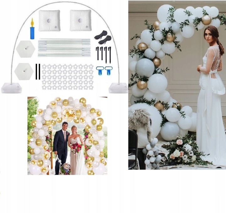 ŁUK STABILNY STELAŻ DO BALONÓW GIRLAND BRAMA WESELE ŚCIANKA ŚLUB +