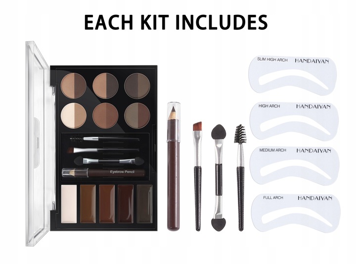 Paleta Do Makijażu Brwi Pomada Cienie Wosk Szablon