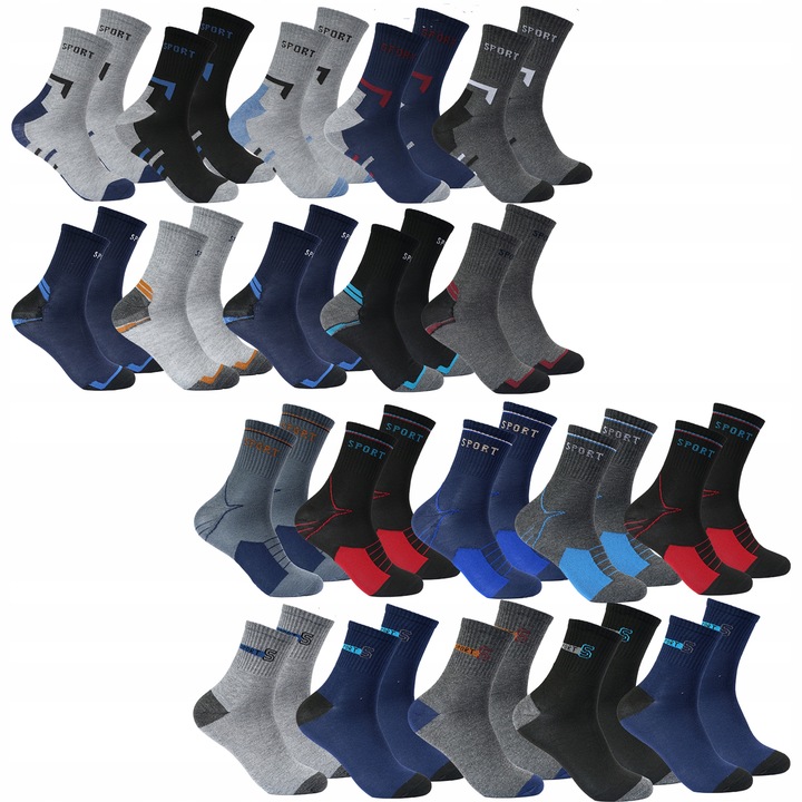 SKARPETY męskie SKARPETKI bawełniane SPORTOWE ~ 39-42 ZESTAW 20 par skarpet