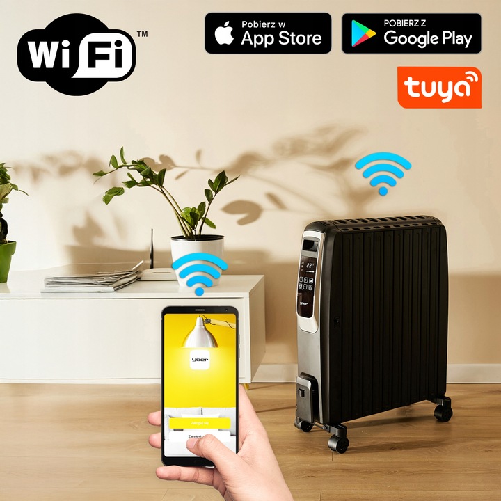 Grzejnik olejowy Yoer 2500W 10 żeberek +Timer +3 moce +Tryb