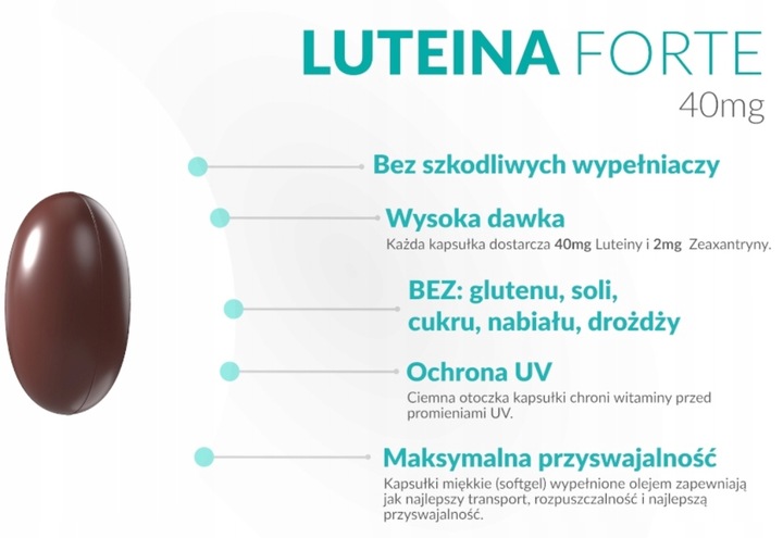 LUTEINA FORTE MAX 40mg NATURALNA + Zeaxantyna 60k WISH wsparcie OCZY WZROK