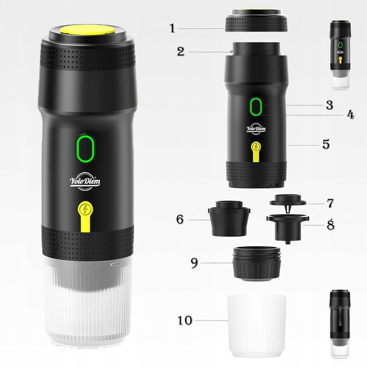 PRZENOŚNY EKSPRES DO KAWY 125W 3W1 Turystyczny Bezprzewodowy