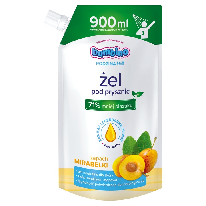 BAMBINO Żel pod prysznic Mirabelka zapas 3x 900ml