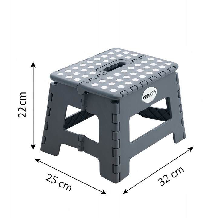 Taboret składany stołek podnóżek antypoślizgowy szary Easyform 22cm